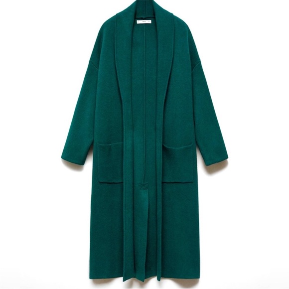 NWOT Mango MNG Green Oversized Knot Coat Coatigan Cardigan Duster Sweater Jumper - Picture 4 of 7